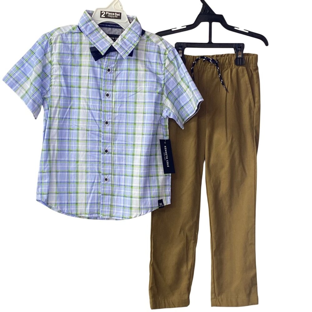 Kenneth Cole Boys 2-Piece Outfit Set  Shirt &‎ Drawstring Pants Size 4 NWT